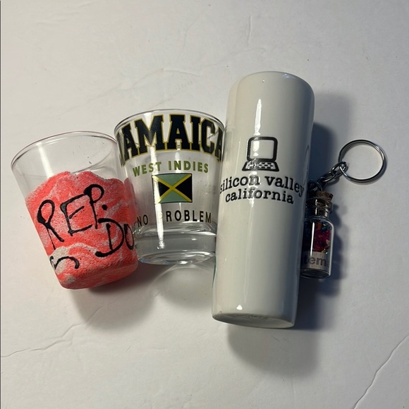 Set of Souvenir Shot Glasses and One Keychain - Picture 3 of 11